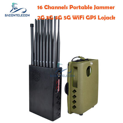12000mAh 16w Khóa tín hiệu điện thoại di động 20m Wifi GPS Jammer 2G 3G 4G 5G