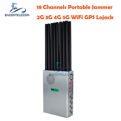 7.4V 20m Cell Phone Signal Disruptor 18 ăng-ten 4G 5G GPS 18w