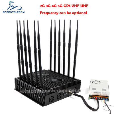 Máy gây nhiễu tín hiệu bán kính 80m 12 kênh hoạt động 24 giờ cho VHF UHF GPS Lojack 5G