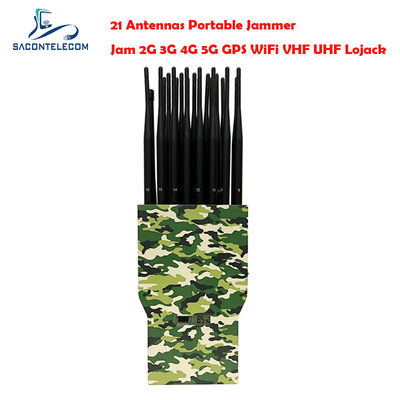 21w 21 Bands Điện thoại di động tín hiệu Jammer bán kính 30m cho GPS Lojack Walike Talkie